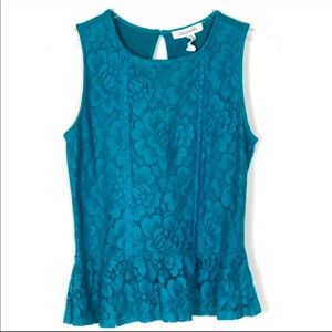 Aeropostale Teal Lace Sleeveless Top XS